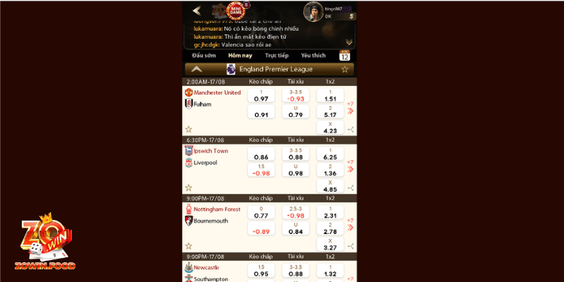 Top 6 Phần Mềm Cá Độ Bóng Đá Uy Tín Chất Lượng 2 Phần mềm cá độ bóng đá ZOWIN đỉnh cao cá cược